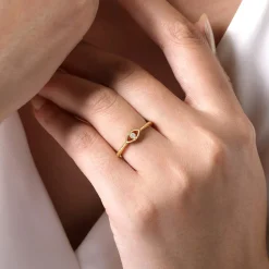 Sale Gabriel & Co. 14K Yellow Gold Dainty Evil Eye Diamond Ring