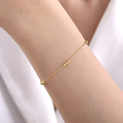 Hot Gabriel & Co. 14K Yellow Gold Delicate Chain Bracelet with Bujukan Bead Stations