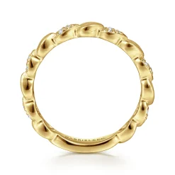 Sale Gabriel & Co. 14K Yellow Gold Delicate Leaf Diamond Stackable Ring