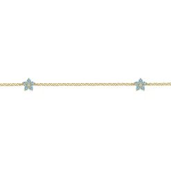 Hot Gabriel & Co. 14K Yellow Gold Diamond and Blue Topaz Floral Station Bracelet