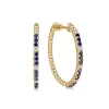 Best Gabriel & Co. 14K Yellow Gold Diamond and Blue Sapphire Bujukan 30mm Hoop Earrings