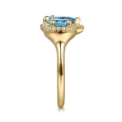 Online Gabriel & Co. 14K Yellow Gold Diamond and Blue Topaz Open Ring