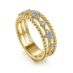Discount Gabriel & Co. 14K Yellow Gold Diamond and Bujukan Bead Easy Stackable Ring