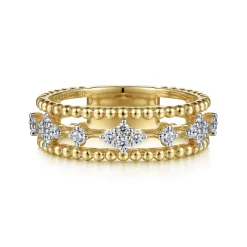 Discount Gabriel & Co. 14K Yellow Gold Diamond and Bujukan Bead Easy Stackable Ring