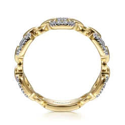 Best Gabriel & Co. 14K Yellow Gold Diamond and Chain Link Ring