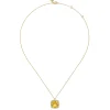 Hot Gabriel & Co. 14K Yellow Gold Diamond and Citrine Cushion Cut Necklace With Flower Pattern J-Back