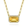 Best Gabriel & Co. 14K Yellow Gold Diamond and Citrine Emerald Cut Necklace With Flower Pattern Gallery