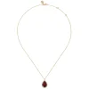 Discount Gabriel & Co. 14K Yellow Gold Diamond and Flat Teardrop Garnet Necklace With Flower Pattern J-Back