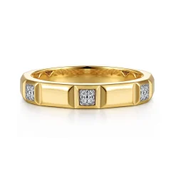 Sale Gabriel & Co. 14K Yellow Gold Diamond and Half Cube Stackable Ring