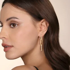 Discount Gabriel & Co. 14K Yellow Gold Diamond And Hollow Link Chain Earrings