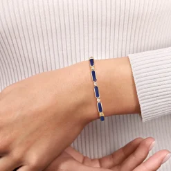 Sale Gabriel & Co. 14K Yellow Gold Diamond and Lapis Bujukan Bangle
