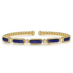 Sale Gabriel & Co. 14K Yellow Gold Diamond and Lapis Bujukan Bangle