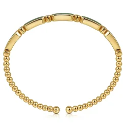 Outlet Gabriel & Co. 14K Yellow Gold Diamond and Malachite Bujukan Bangle