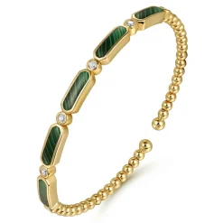 Outlet Gabriel & Co. 14K Yellow Gold Diamond and Malachite Bujukan Bangle