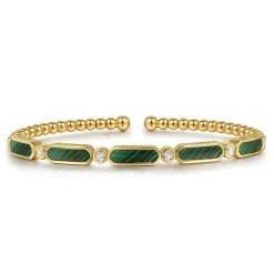 Outlet Gabriel & Co. 14K Yellow Gold Diamond and Malachite Bujukan Bangle