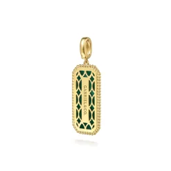 Outlet Gabriel & Co. 14K Yellow Gold Diamond and Malachite Bujukan Medallion Pendant With Detachable Bail