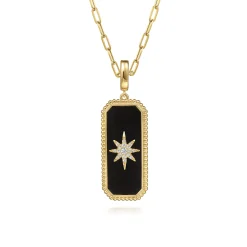 Hot Gabriel & Co. 14K Yellow Gold Diamond and Onyx Bujukan Medallion Pendant With Detachable Bail