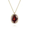 Online Gabriel & Co. 14K Yellow Gold Diamond and Oval Shape Garnet Necklace With Flower Pattern J-Back