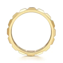Hot Gabriel & Co. 14K Yellow Gold Diamond and Pyramid Shape Ladies Stackable Ring