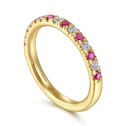 Gabriel & Co. 14K Yellow Gold Diamond and Ruby Anniversary Band - 0.21 ct
