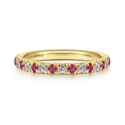 Gabriel & Co. 14K Yellow Gold Diamond and Ruby Anniversary Band - 0.21 ct