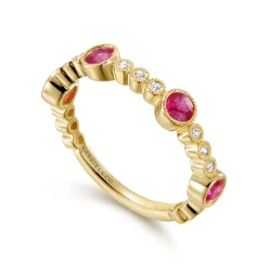 Clearance Gabriel & Co. 14k Yellow Gold Diamond and Ruby Stackable Ring