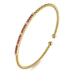 Online Gabriel & Co. 14K Yellow Gold Diamond and Ruby Bangle