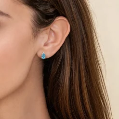 Discount Gabriel & Co. 14K Yellow Gold Diamond And Swiss Blue Topaz Stud Earrings
