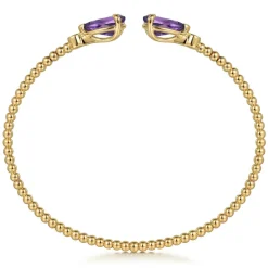 New Gabriel & Co. 14K Yellow Gold Diamond and Swiss Blue Topaz Bangle