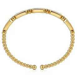 Discount Gabriel & Co. 14K Yellow Gold Diamond and White Mother Pearl Bangle