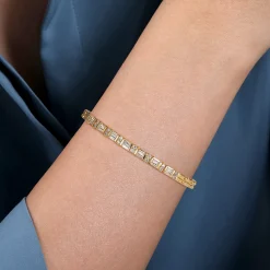 Discount Gabriel & Co. 14K Yellow Gold Diamond Baguette Station Bangle