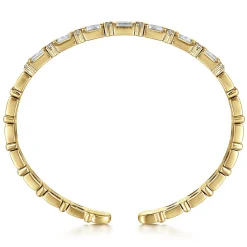 Discount Gabriel & Co. 14K Yellow Gold Diamond Baguette Station Bangle