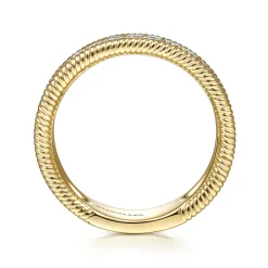 Outlet Gabriel & Co. 14K Yellow Gold Diamond Band Stackable with Twisted Rope Border