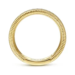 Discount Gabriel & Co. 14K Yellow Gold Diamond Band with Twisted Rope Border