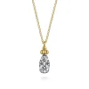 Sale Gabriel & Co. 14K Yellow Gold Diamond Bujukan Teardrop Pendant Necklace