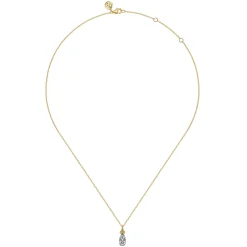 Sale Gabriel & Co. 14K Yellow Gold Diamond Bujukan Teardrop Pendant Necklace