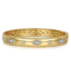 New Gabriel & Co. 14K Yellow Gold Diamond Bujukan Bangle