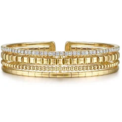 Gabriel & Co. 14K Yellow Gold Diamond Bujukan Easy Stackable Bangle