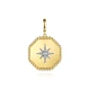 Clearance Gabriel & Co. 14K Yellow Gold Diamond Bujukan Starburst Hexagon Medallion Pendant With Detachable Bail