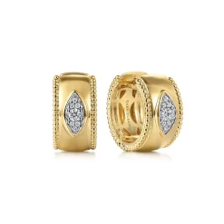Best Gabriel & Co. 14K Yellow Gold Diamond Bujukan 15mm Huggie Earrings