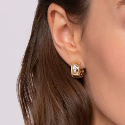 Best Gabriel & Co. 14K Yellow Gold Diamond Bujukan 15mm Huggie Earrings
