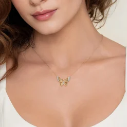 Hot Gabriel & Co. 14K Yellow Gold Diamond Butterfly Pendant Necklace
