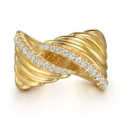 Gabriel & Co. 14K Yellow Gold Diamond Bypass Ladies Ring