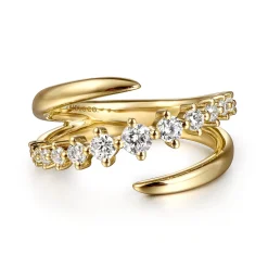 Hot Gabriel & Co. 14K Yellow Gold Diamond Bypass Ring