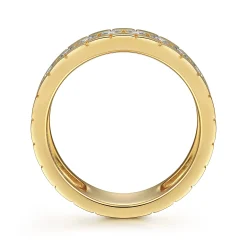 Outlet Gabriel & Co. 14K Yellow Gold Diamond Cigar Band with Hexagon Pattern