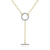 Clearance Gabriel & Co. 14K Yellow Gold Diamond Circle and Bar Y-Knot Necklace with Hollow Paperclip Chain