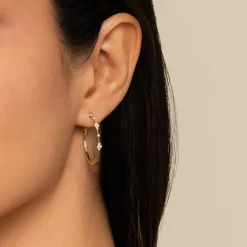 Best Gabriel & Co. 14K Yellow Gold Diamond Classic Hoop Earrings 30mm