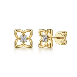 Online Gabriel & Co. 14K Yellow Gold Diamond Clover Stud Earrings
