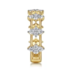 Online Gabriel & Co. 14K Yellow Gold Diamond Cluster Station Ring