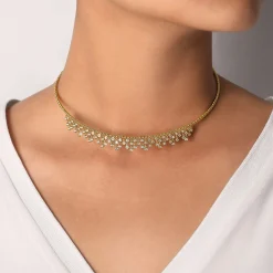 Outlet Gabriel & Co. 14K Yellow Gold Diamond Clusters Bujukan Beaded Choker Necklace